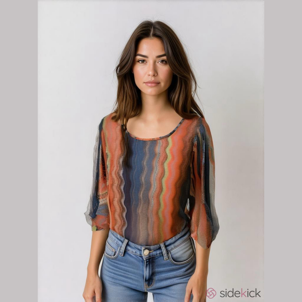 Women's Chaudry KC Blouse Size S Orange Blue NWT